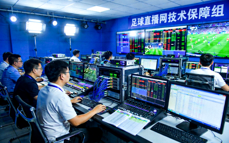 足球直播网技术团队保障赛事直播稳定流畅的工作场景